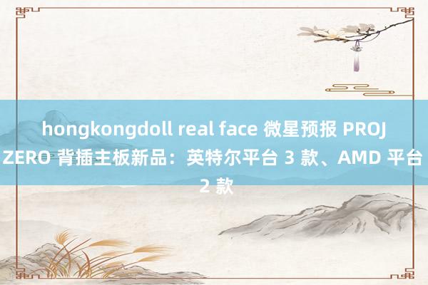 hongkongdoll real face 微星预报 PROJECT ZERO 背插主板新品：英特尔平台 3 款、AMD 平台 2 款